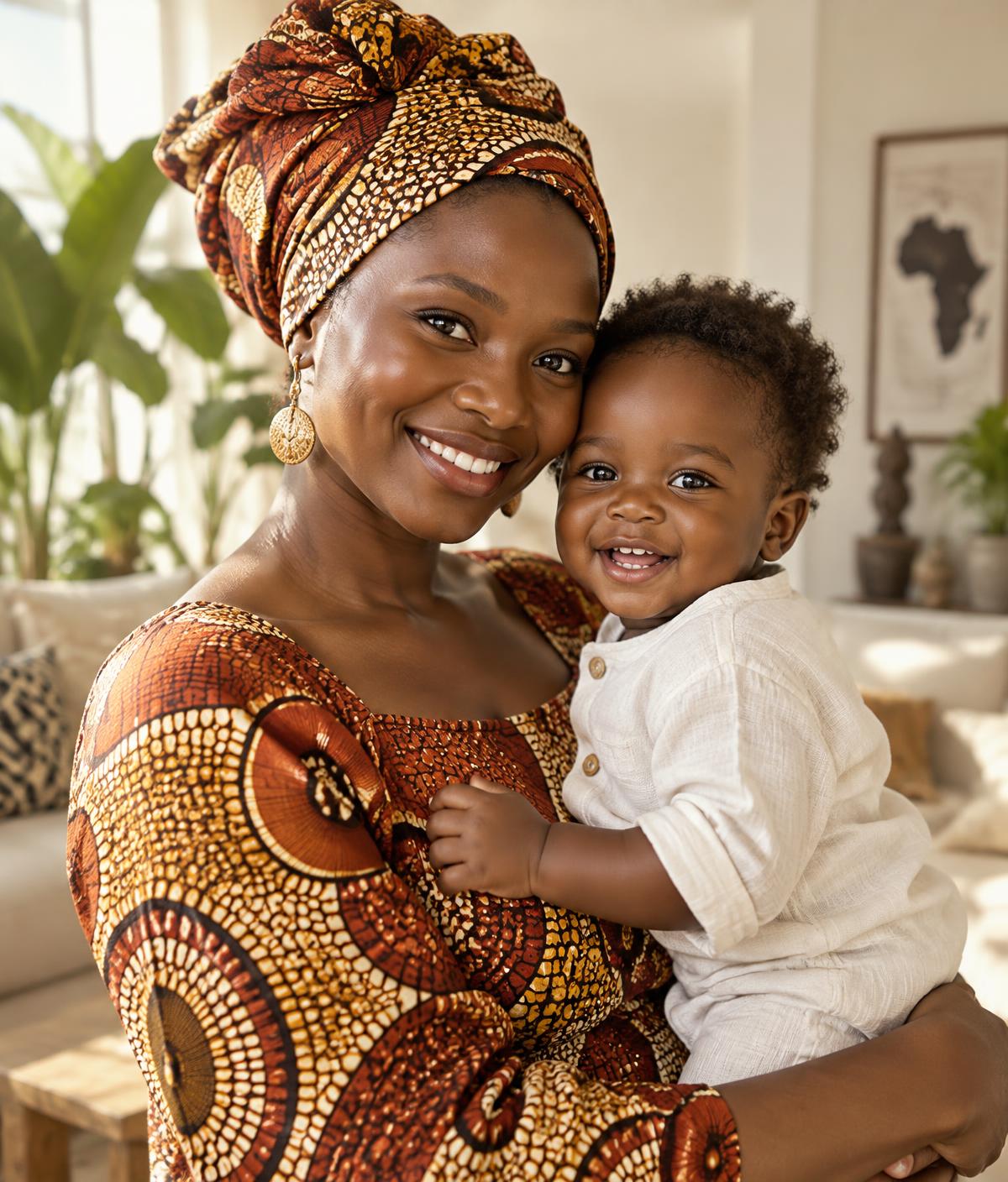 Nounou souriante portant un enfant